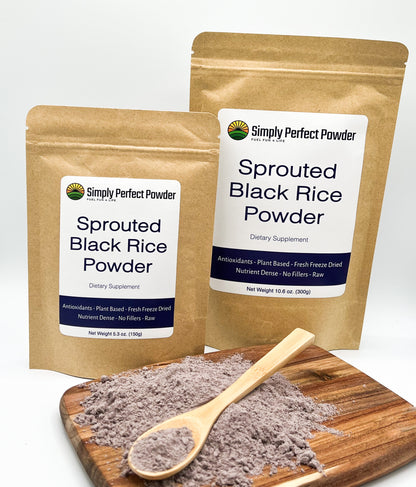 Simply Perfect Powder, black rice, black rice powder, sprouted black rice powder, antioxidant, anthocyanins, high in antioxidants, nutrient dense, high in protein, high in fiber, supplement, nutritional supplement, whole food, nutrient dense whole food, healthy diet, healthy lifestyle, lower cholesterol, lower blood pressure, heart health, improve heart health